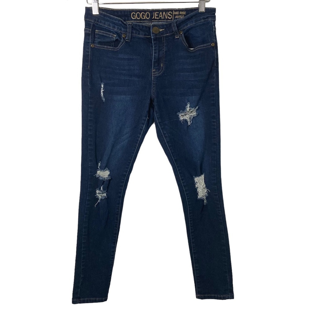 Go Go Jeans | Mid-Rise Ankle Distressed Skinny Jeans 7